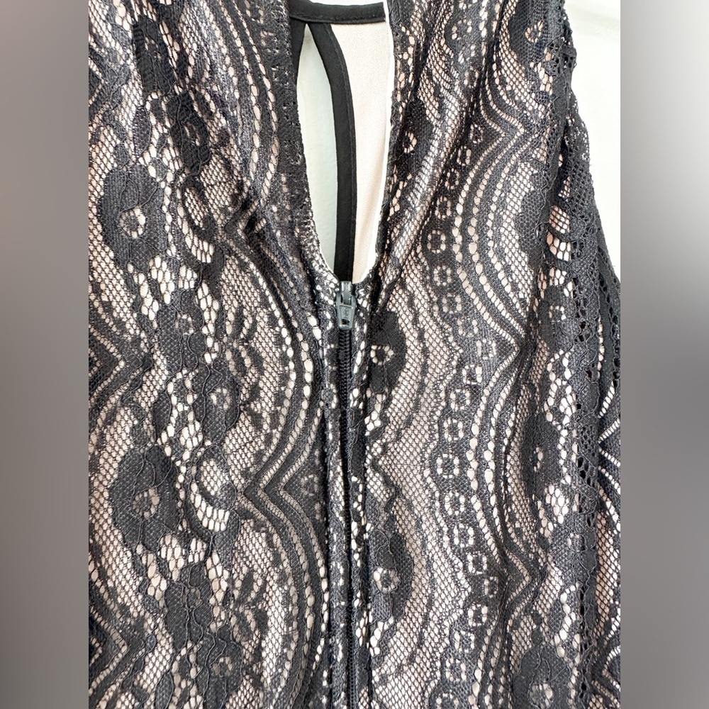 Lace Halter Jumpsuit - Black Straight Leg Lightweight- “Kismet” Size Medium - Picture 4 of 9